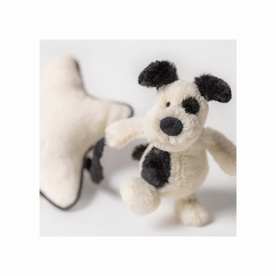 Jellycat Bashful Black & Cream Puppy Musical Pull Australia | 902641PFC